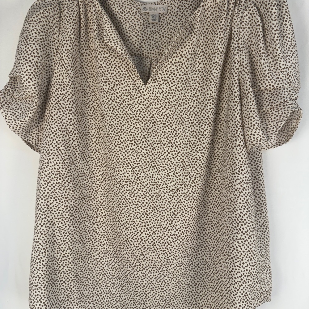 Eliane Rose Cream and Brown Patterned Blouse, work wear, layering